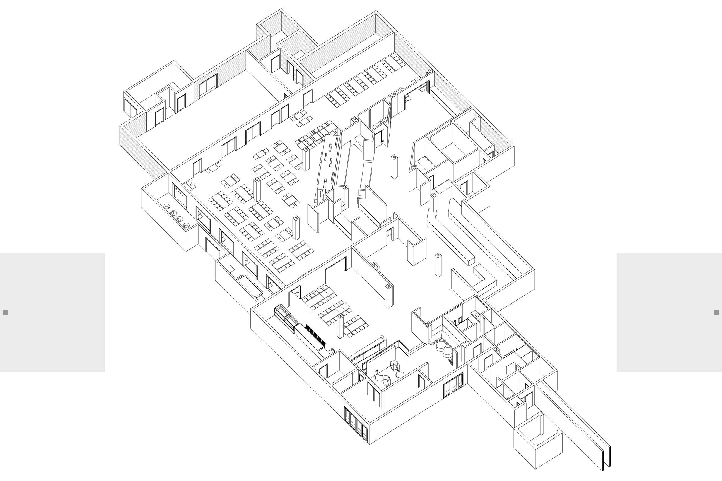 university sketch office 3d blueprint