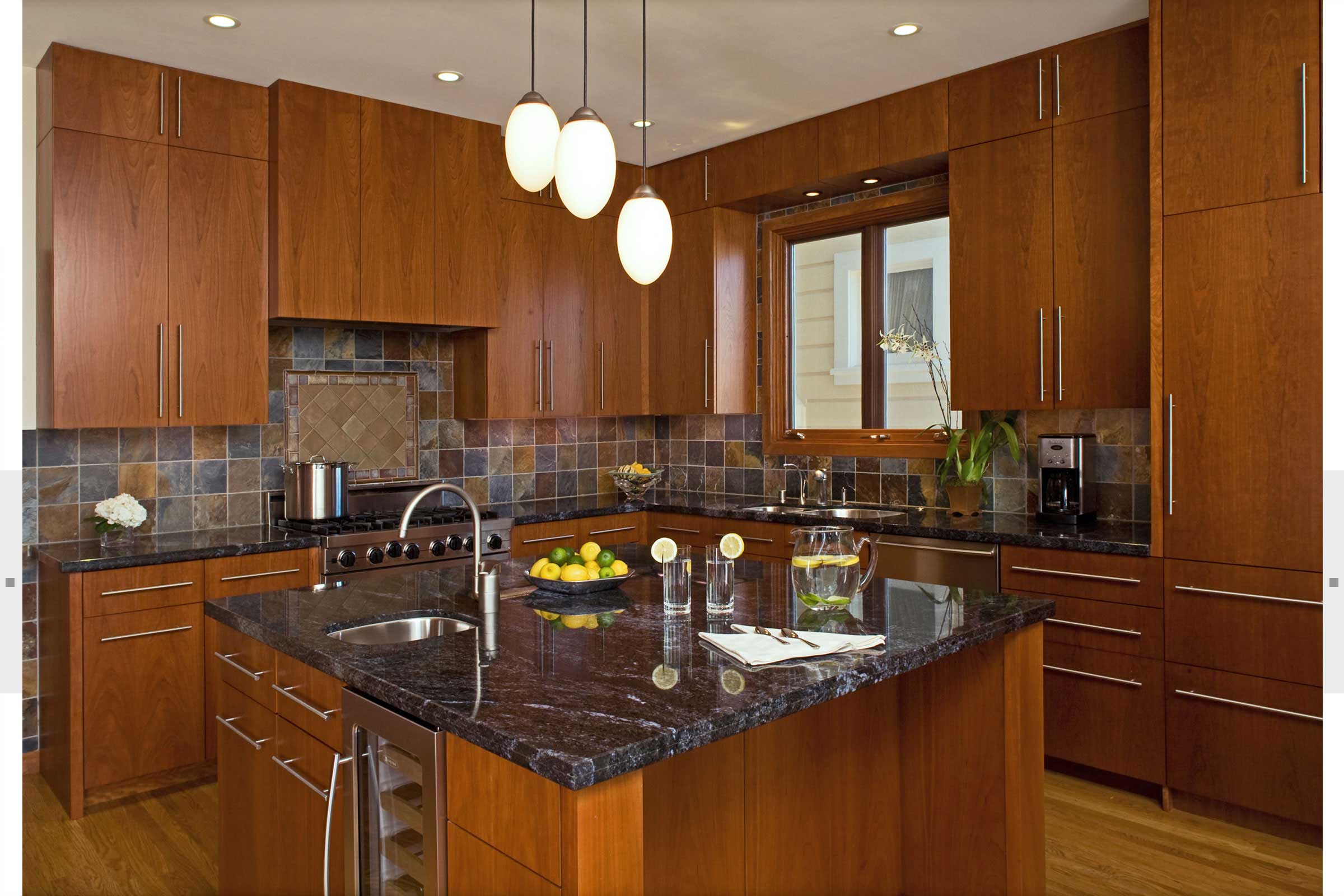 kitchen with granite prep island