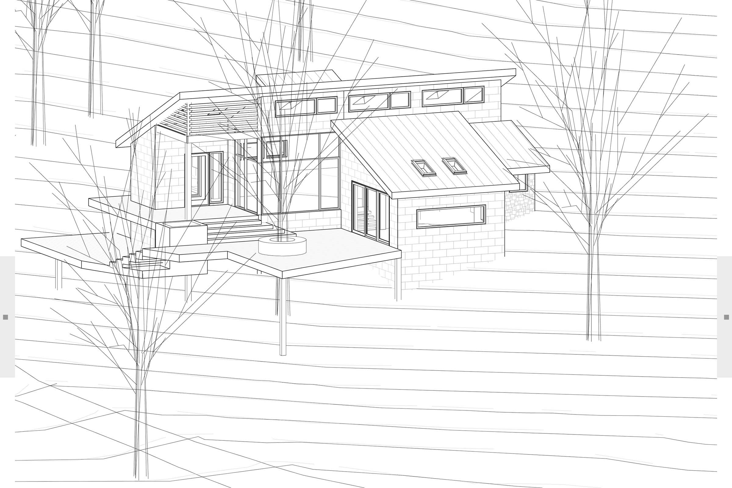 sketch of home in context of outdoor landscape