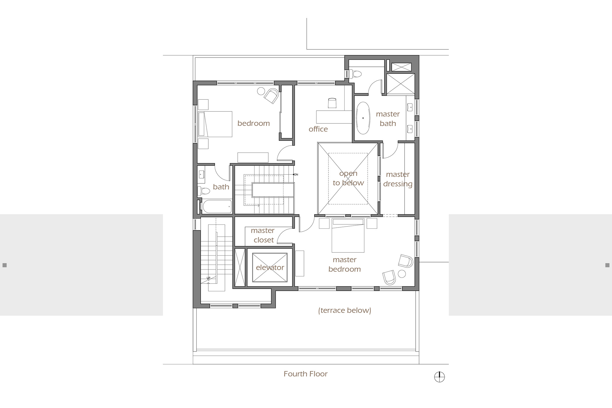 blueprint layout of fourth floor of residence