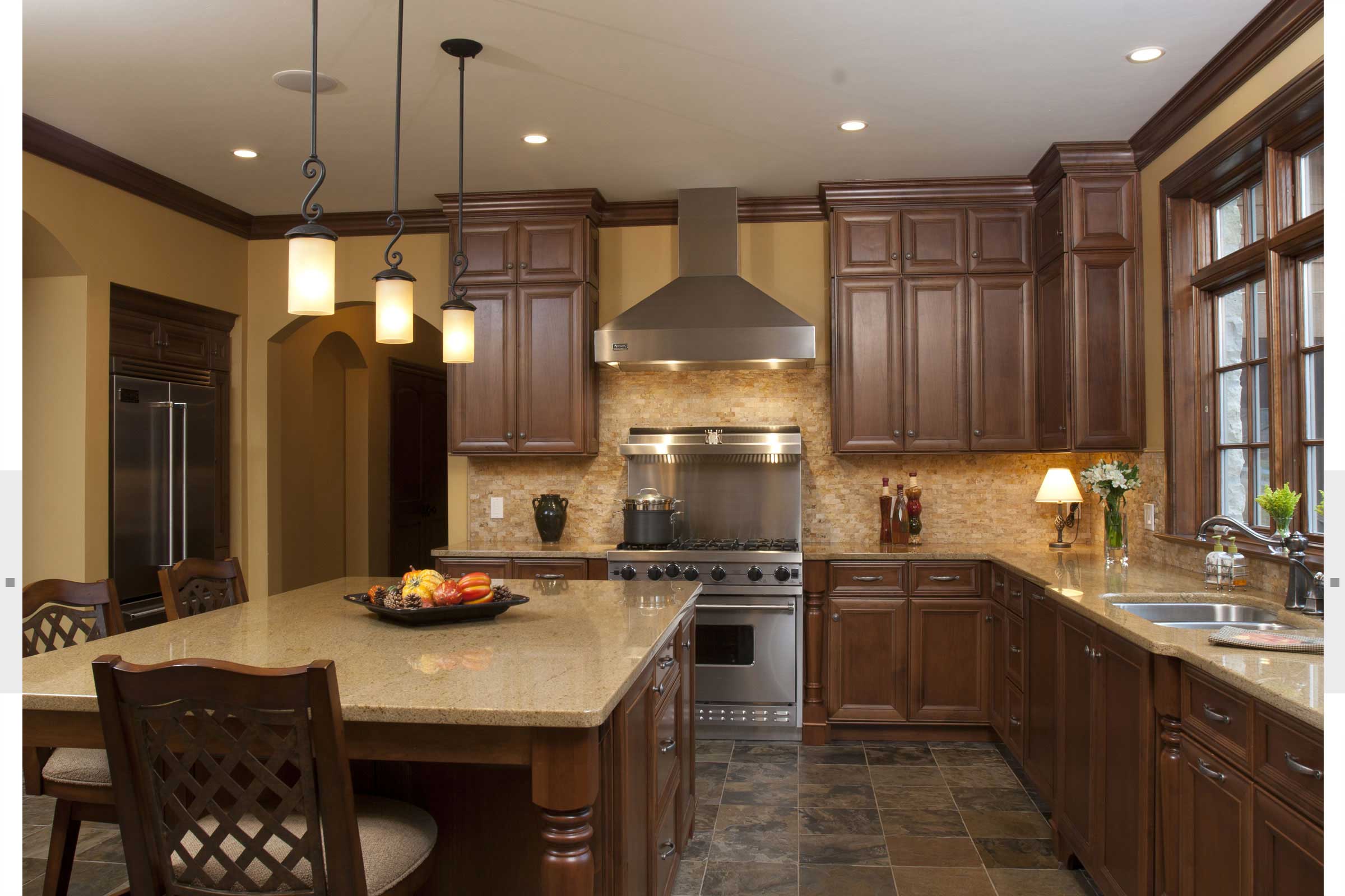 kitchen with custom cabinets and large island